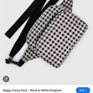BAGGU Checkered Belt Bag in Black and White